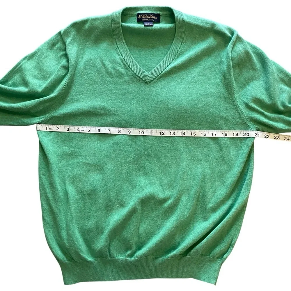 Men's Brooks Brothers V Neck 100% Supima Cotton Green Size Large - Picture 3 of 7